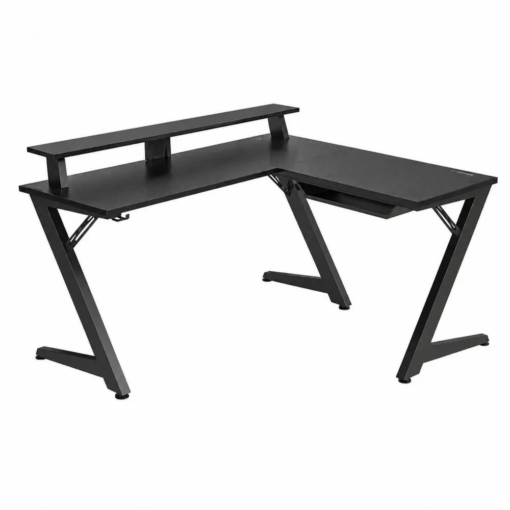 Bureau d'angle en métal noir avec plateau en MDF 140x120x75 cm