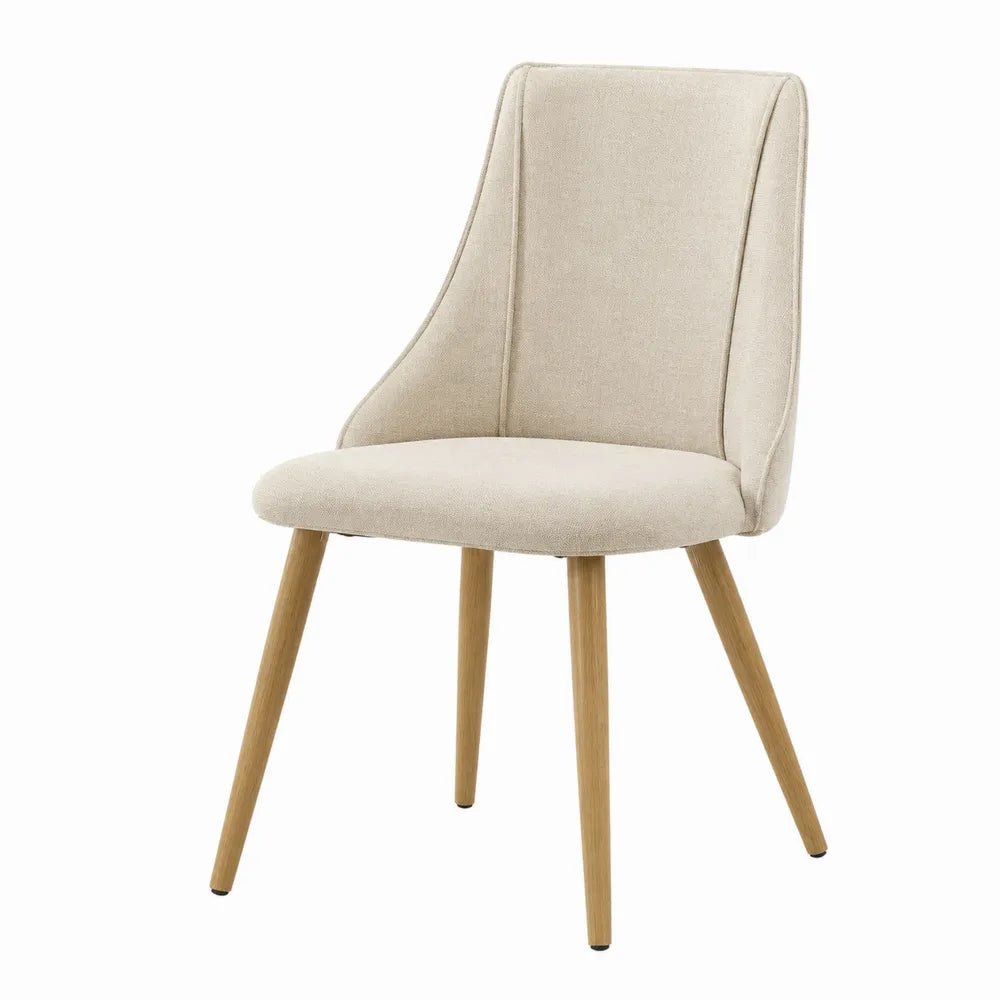 Chaise en bois et tissu beige, 90 cm