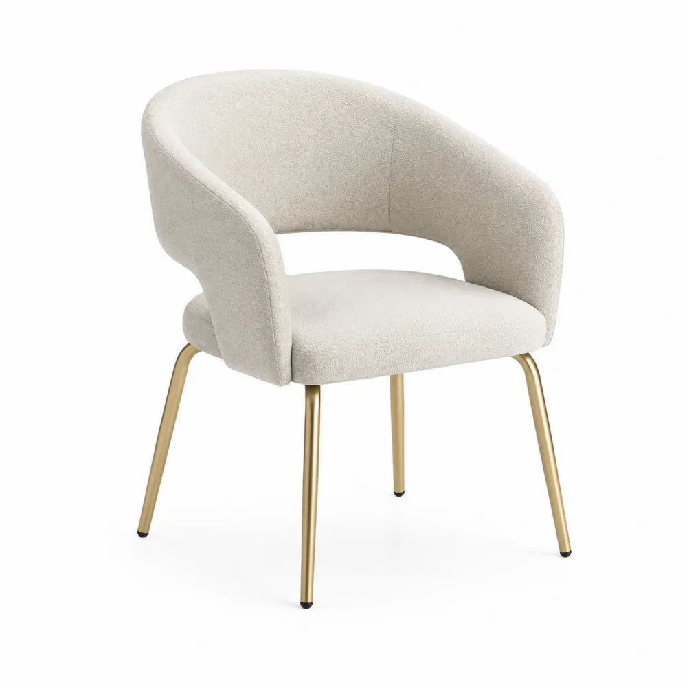 Chaise en tissu avec pieds en métal doré