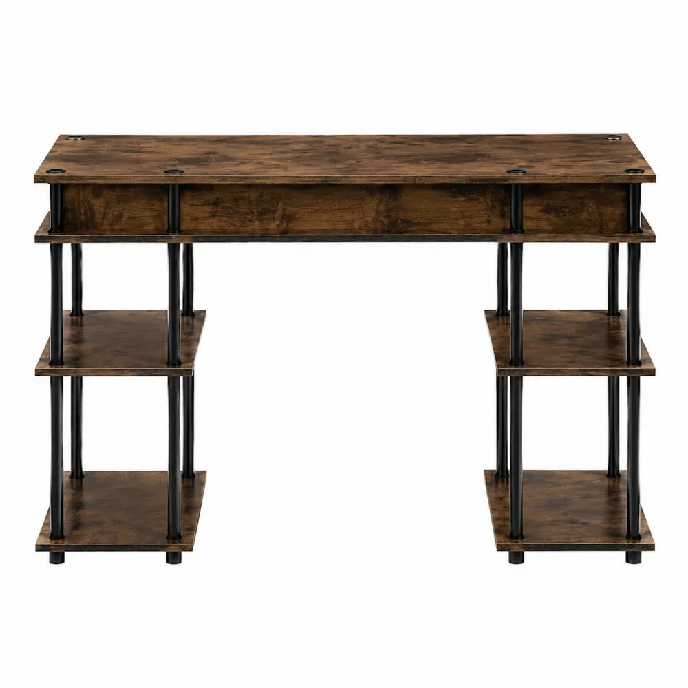 Bureau en bois MDF avec étagères latérales en métal