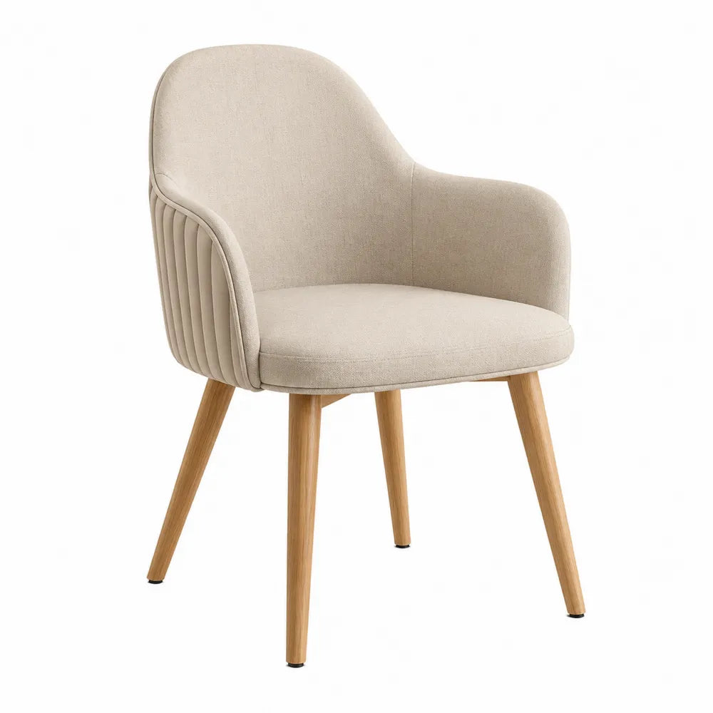 Chaise en bois avec tissu beige 83x50x55cm