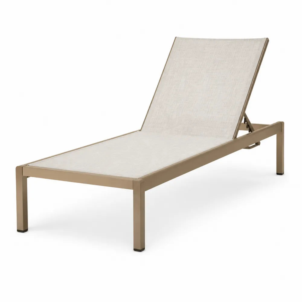 Chaise Longue en Aluminium et Textilène Beige