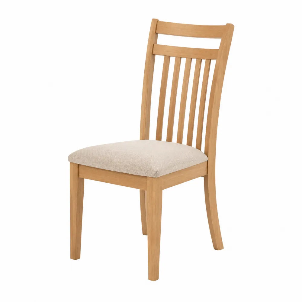 Chaise en bois de hêtre avec assise en tissu polyester beige