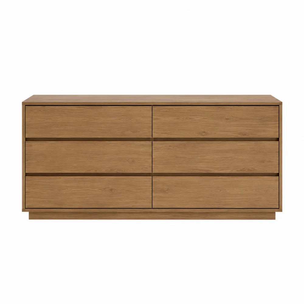 Commode en bois de chêne avec 6 tiroirs 140x45x75 cm