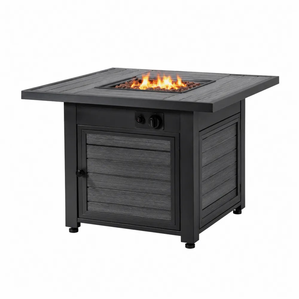 Table carrée en métal avec foyer à gaz 81 cm