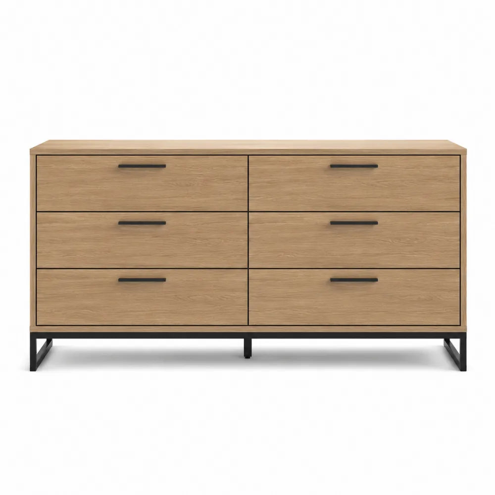 Commode en bois de chêne avec pieds en métal 150x45x80 cm