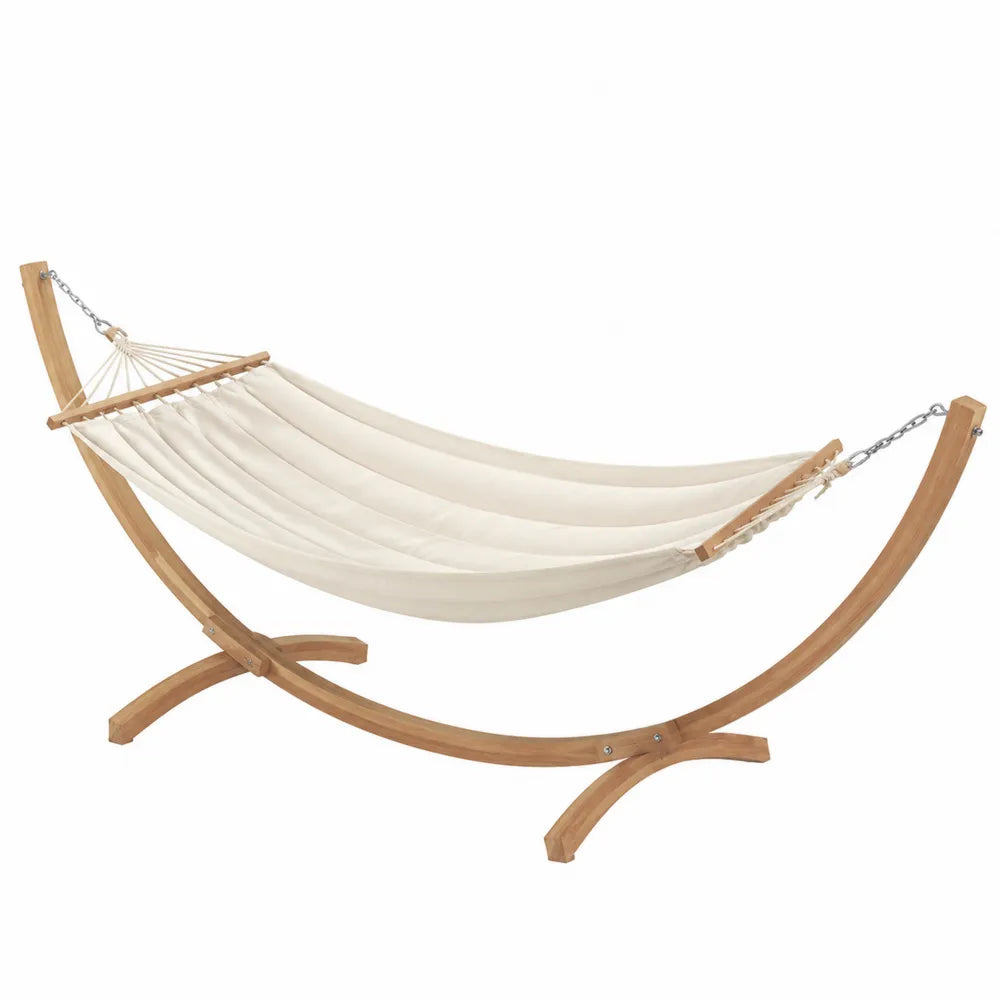 Hamac en Bois et Tissu Crème 320x100x120 cm