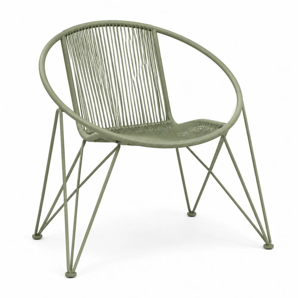 Chaise en acier et corde polyethylene verte, Ø70 cm x H80 cm