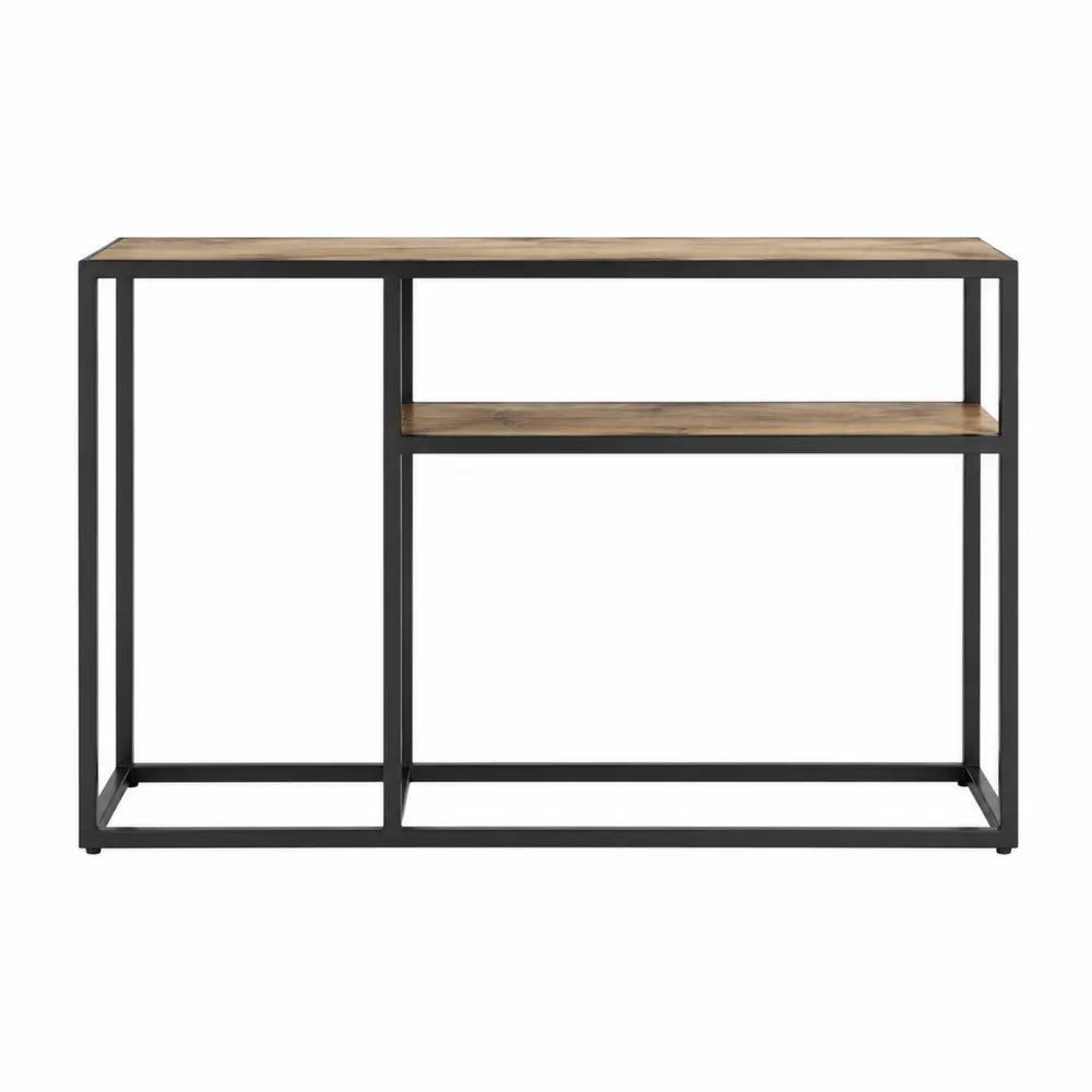Console en bois de chêne et métal noir 120x30x80 cm