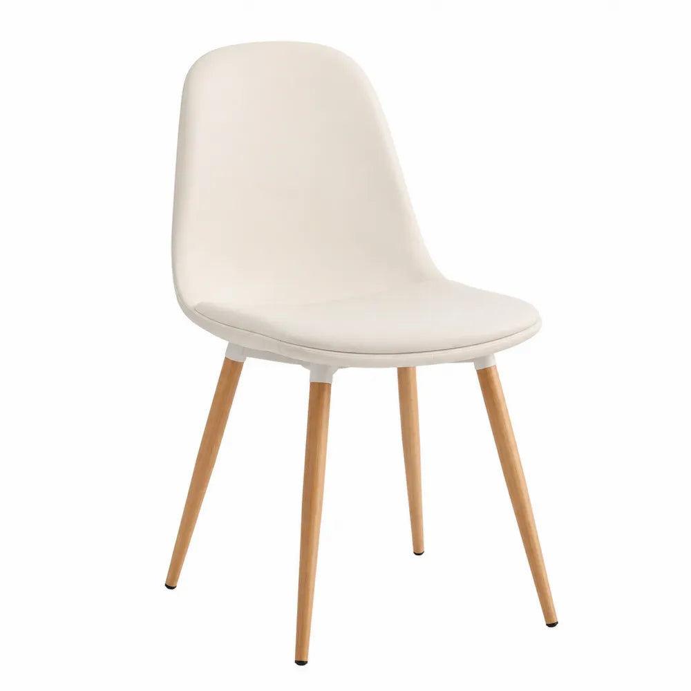 Chaise en cuir synthétique blanc et bois de hêtre