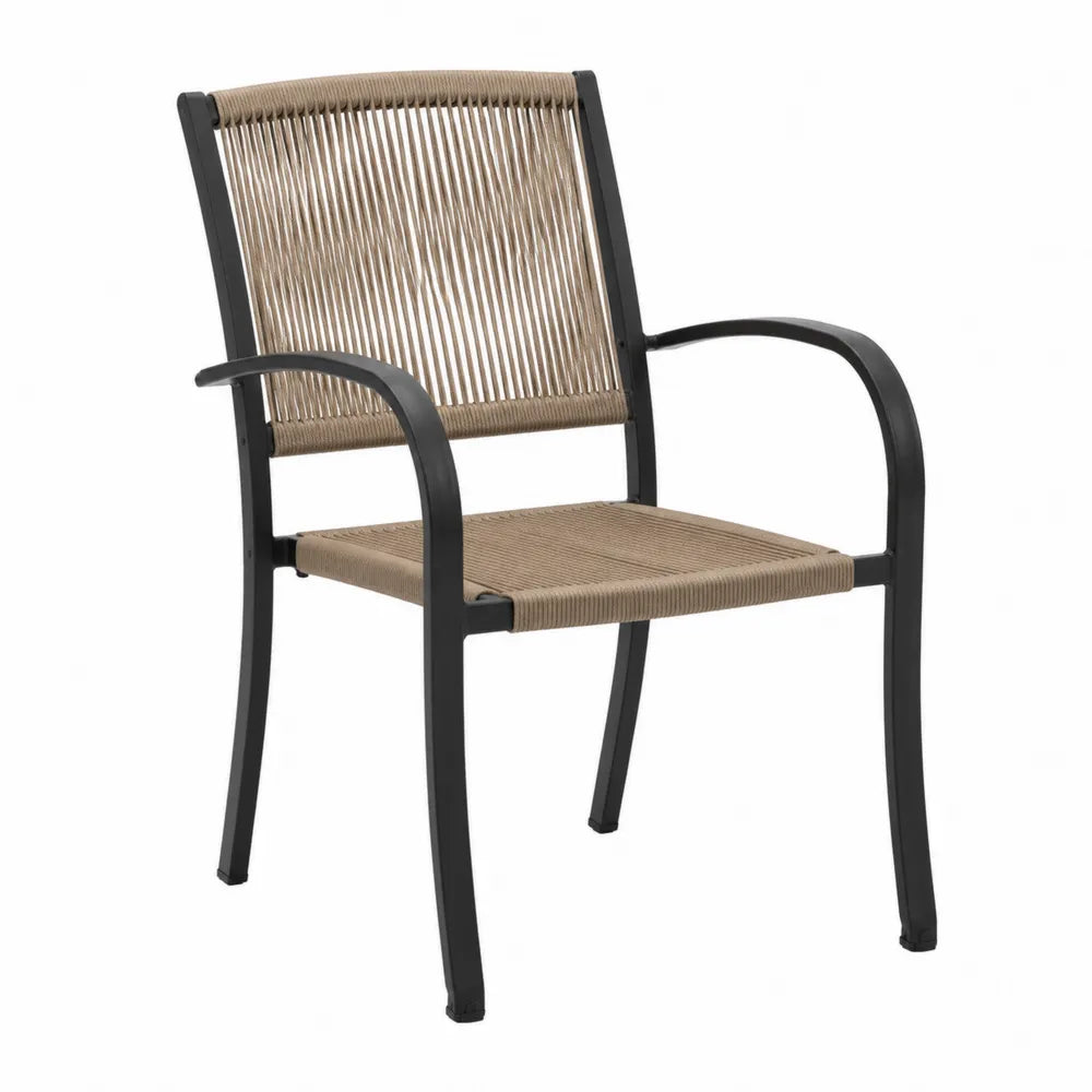 Chaise de jardin en aluminium et corde synthétique beige