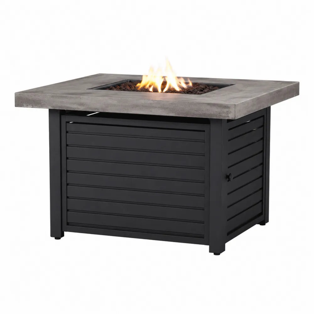 Table de feu d'extérieur en acier et béton