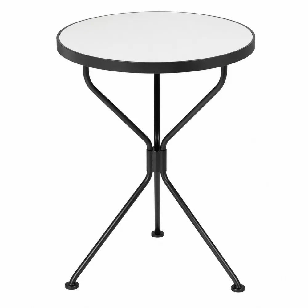 Table ronde en métal et verre trempé 60 cm