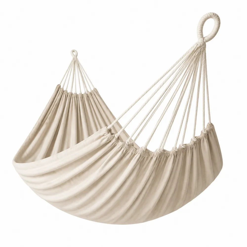 Hamac en coton beige avec cordes en polyester