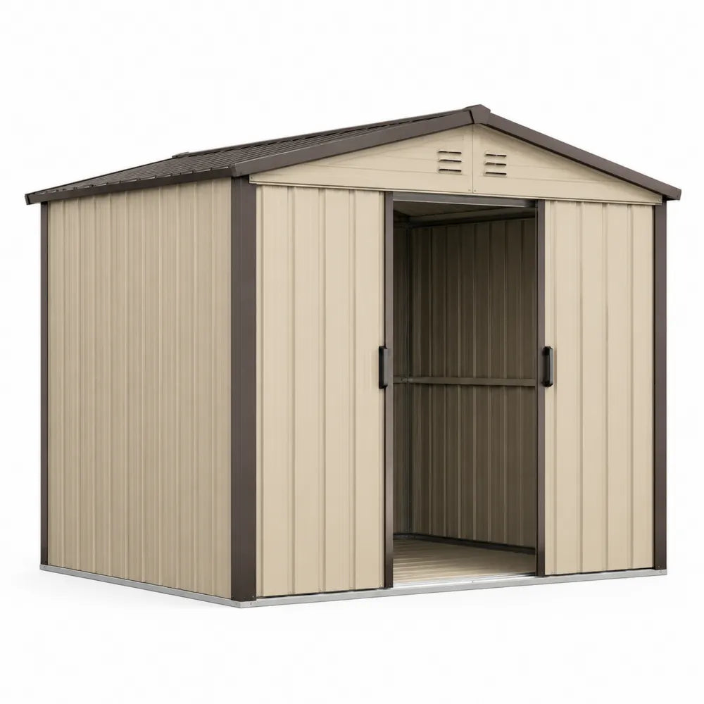 Abri de Jardin en Métal Acier Galvanisé Beige 213 x 127 x 185 cm
