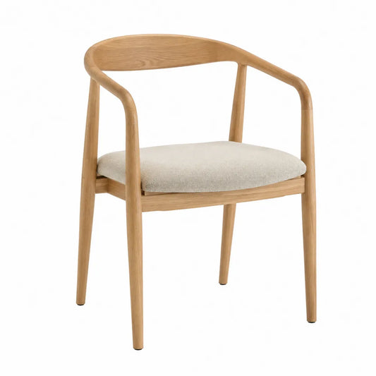 Chaise de salle à manger en bois et tissu beige 54x51x75 cm