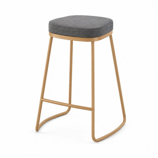 Tabouret de bar en tissu polyester gris et métal 75 cm