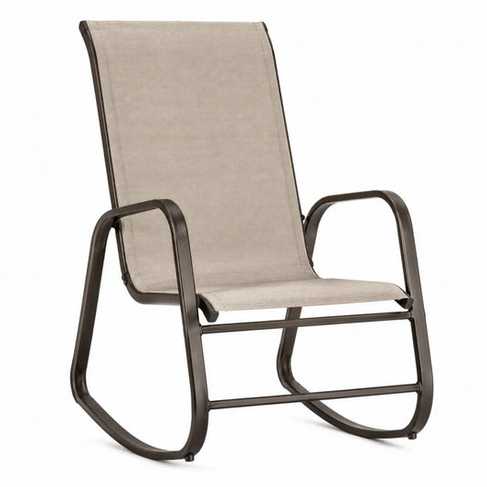 Chaise à bascule en acier et polyester beige