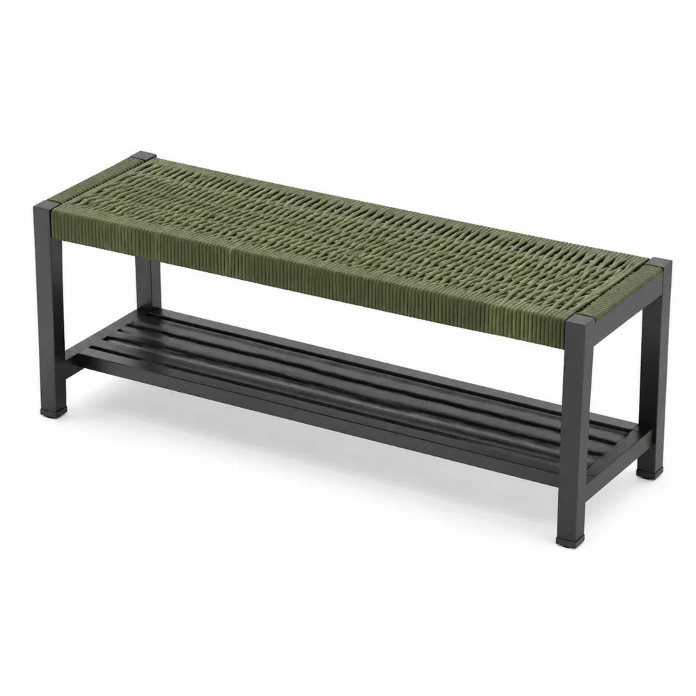 Banc en aluminium et corde synthétique vert