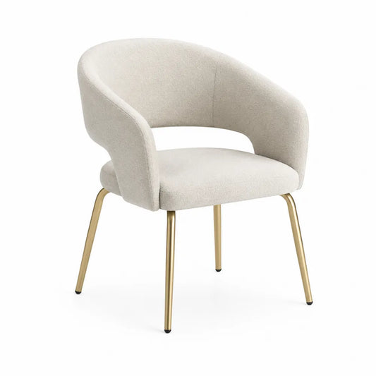 Chaise en tissu avec pieds en métal doré