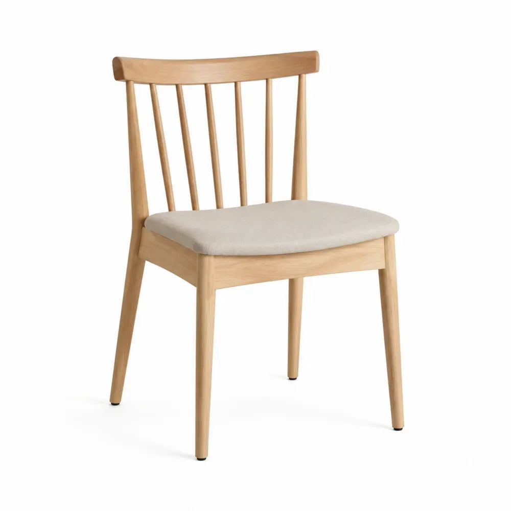 Chaise en bois de hêtre et tissu beige