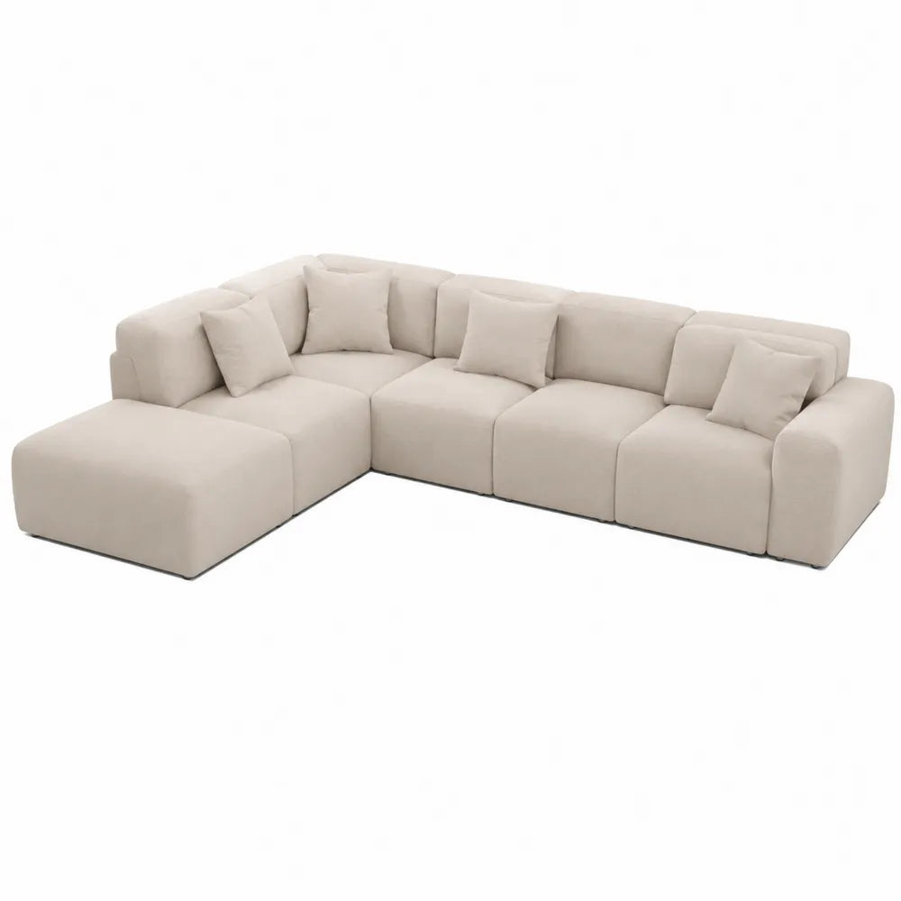 Canapé modulaire en tissu beige 300x200x85 cm