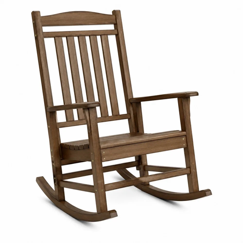 Chaise à bascule en bois d'acacia marron