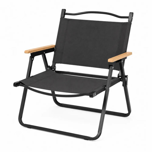Chaise pliante d'extérieur en métal et toile noire