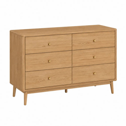 Commode en bois de chêne avec 6 tiroirs 120x40x75 cm