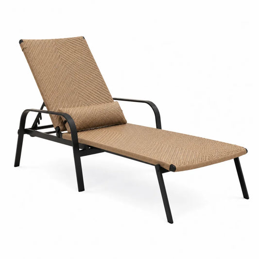 Chaise Longue en Aluminium et Résine Tressée Marron