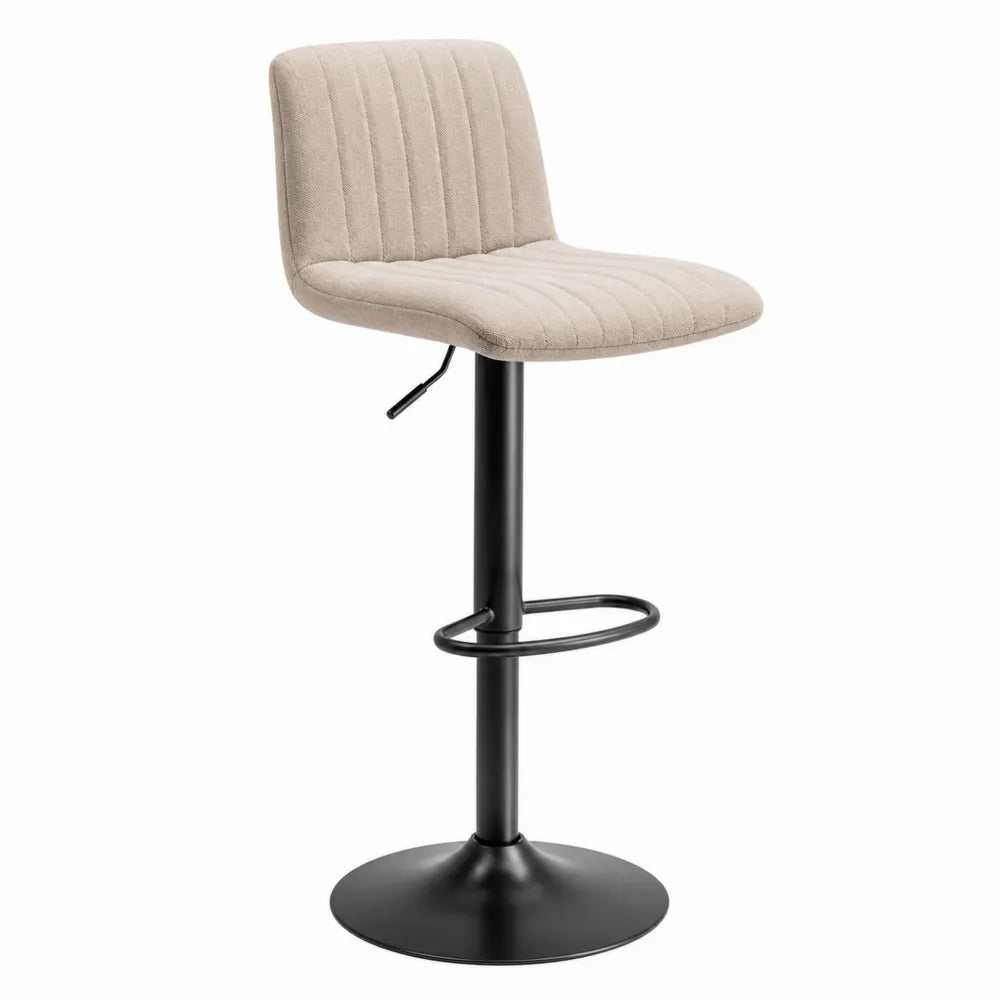 Tabouret réglable en tissu beige et métal