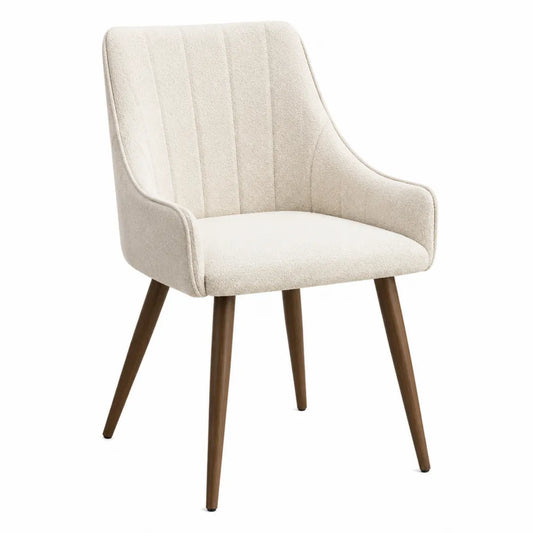Chaise en tissu polyester et pieds en bois de hêtre, beige