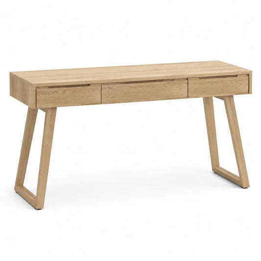 Bureau en bois de chêne avec 3 tiroirs 120x45x75 cm