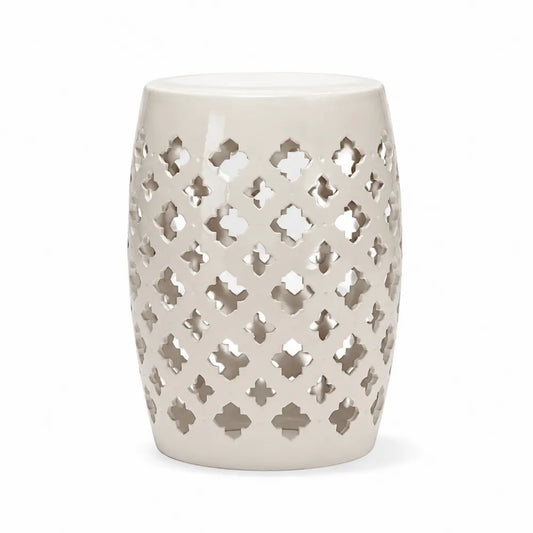 Tabouret de Jardin en Céramique Beige Perforée