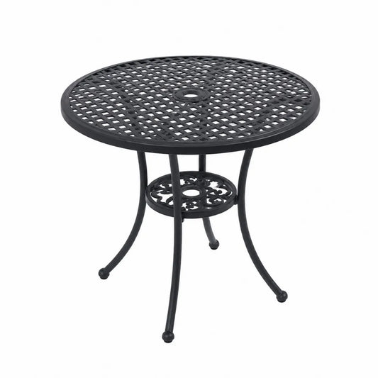 Table de jardin ronde en aluminium moulé noir Ø90cm