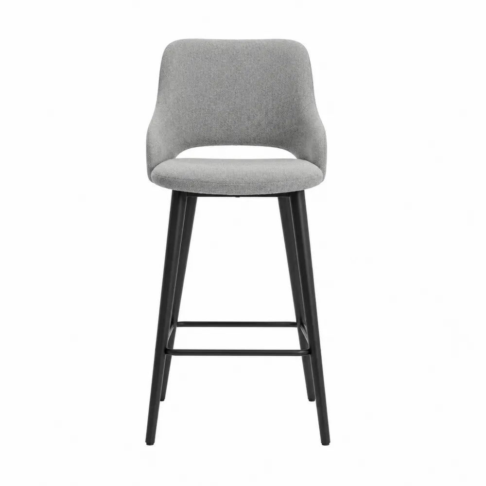 Tabouret de bar en métal et tissu gris