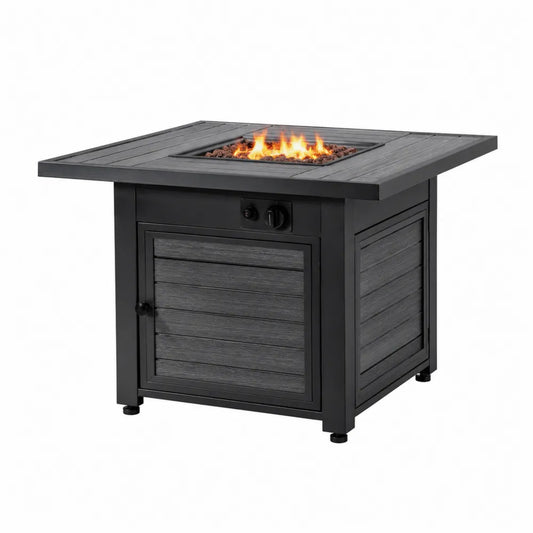 Table carrée en métal avec foyer à gaz 81 cm