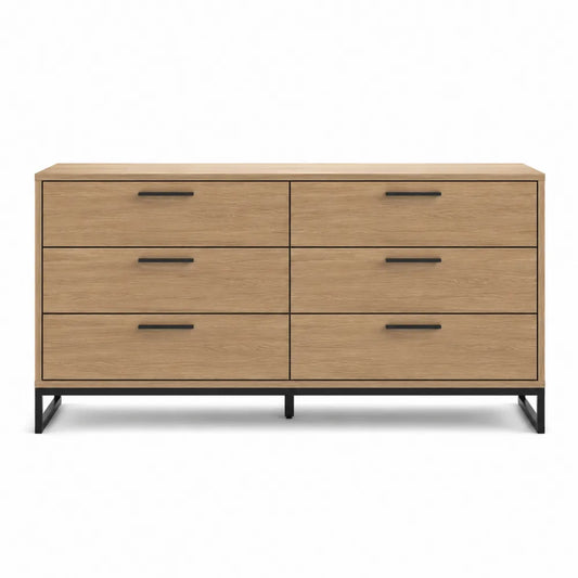 Commode en bois de chêne avec pieds en métal 150x45x80 cm