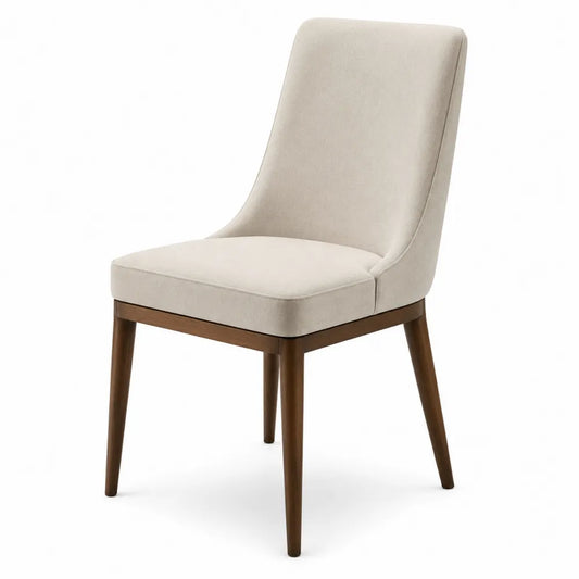 Chaise en bois et polyester beige 45x55x90 cm