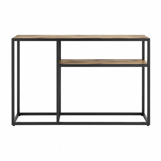 Console en bois de chêne et métal noir 120x30x80 cm