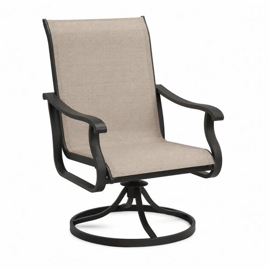 Chaise pivotante extérieure en métal et tissu beige
