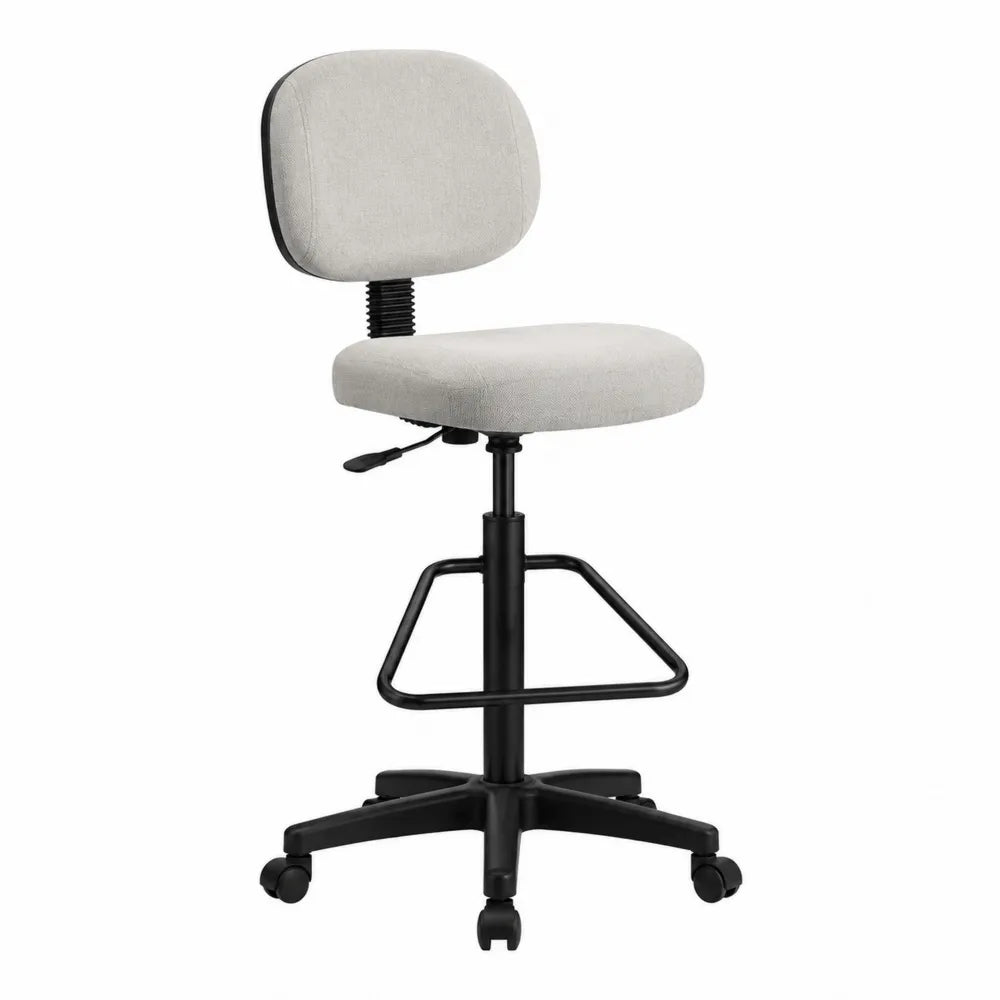 Chaise de bureau en métal et tissu avec roulettes