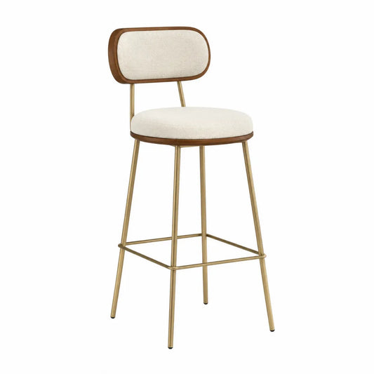 Tabouret de bar en métal et tissu beige hauteur 100 cm