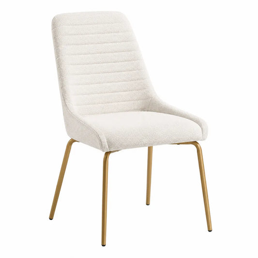 Chaise en tissu blanc avec pieds en métal doré