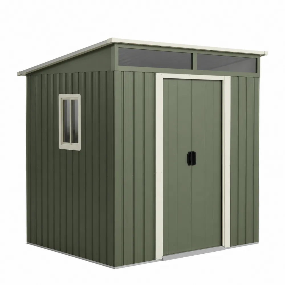 Abri de jardin en métal vert avec fenêtre latérale 210x130x184cm