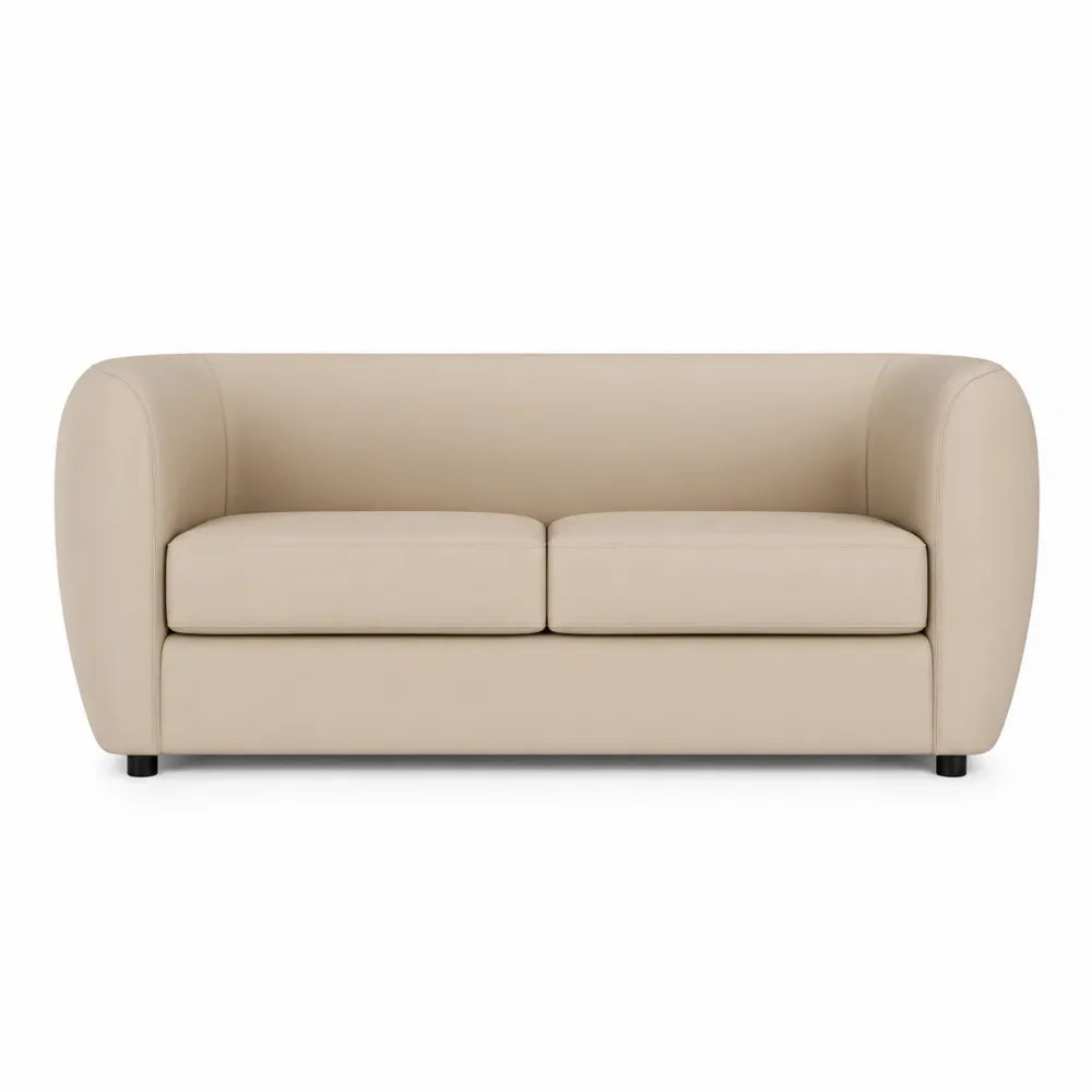 Canapé deux places en cuir synthétique beige 150x80x75 cm