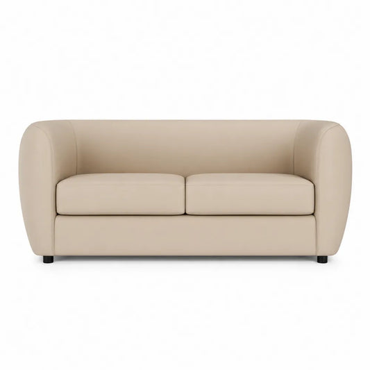 Canapé deux places en cuir synthétique beige 150x80x75 cm