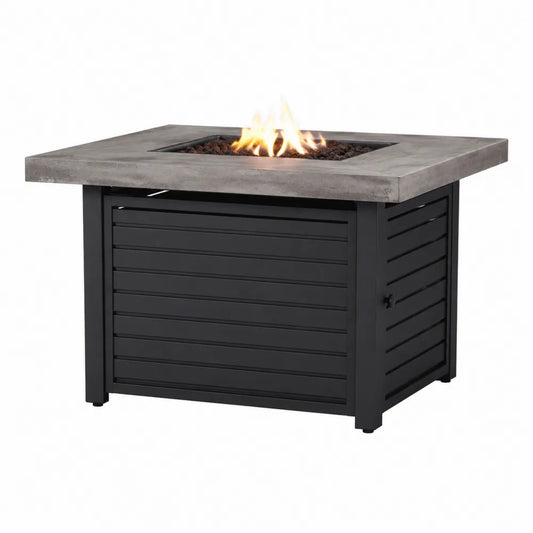 Table de feu d'extérieur en acier et béton
