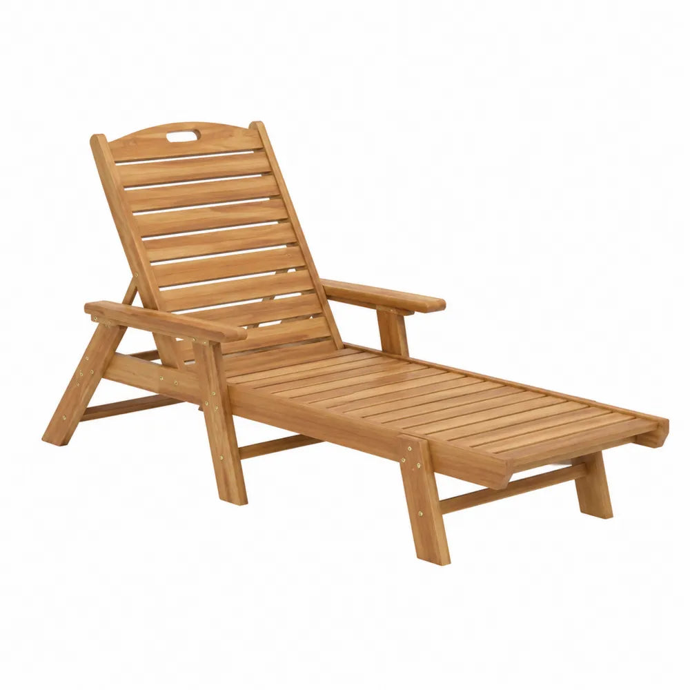 Chaise longue en bois d'acacia extérieur réglable 200 cm