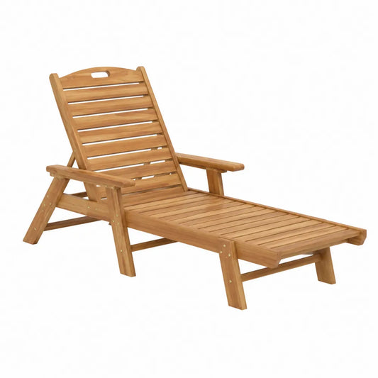 Chaise longue en bois d'acacia extérieur réglable 200 cm
